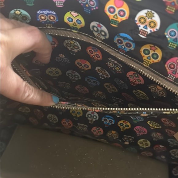 Consuela Black Tote Bag with Colorful Appliqués and Striped Strap - Picture 12 of 12